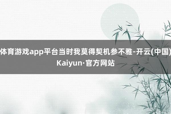 体育游戏app平台当时我莫得契机参不雅-开云(中国)Kaiyun·官方网站