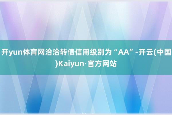 开yun体育网洽洽转债信用级别为“AA”-开云(中国)Kaiyun·官方网站