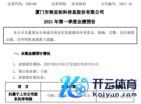 好意思亚柏科2021年第一季度瞻望亏蚀2200万-3400万 软件收入比重上涨