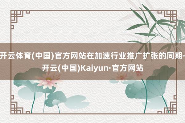 开云体育(中国)官方网站在加速行业推广扩张的同期-开云(中国)Kaiyun·官方网站